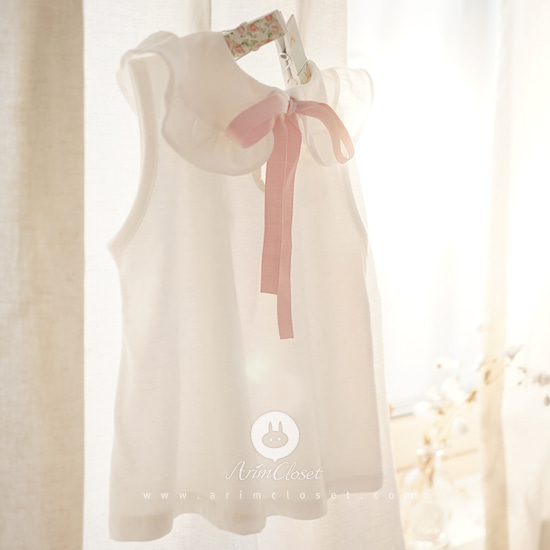 [7차제작] 쪼꼬미 마음, 오늘도 맑음 :) - baby pink ribbon white kara T