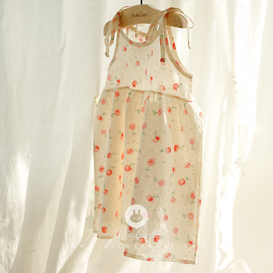 체리 맛에 퐁당 빠진 어느 여름날에 :) - cute red cherry ribbon cotton baby summer dress