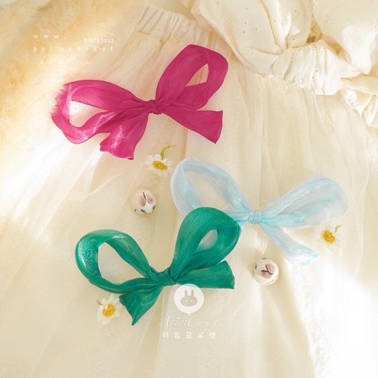 [2차입고] 햇살에 찰랑이는 리본 핀 &gt;.&lt; - cute ribbon hair pin (1ea)