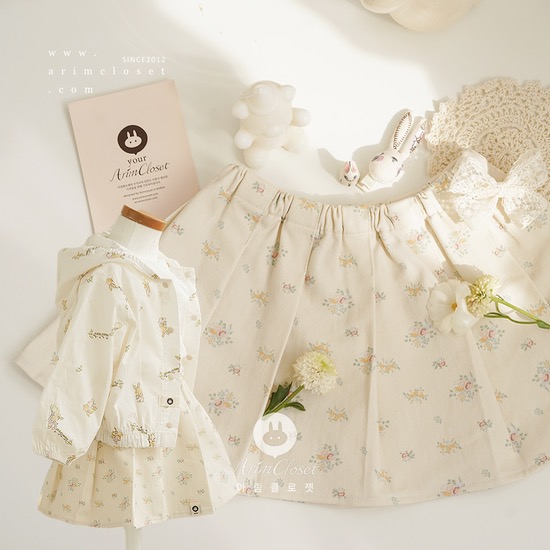 쪼꼬미의 어여쁜 오늘의 코디 &gt;.&lt; -  flower denim baby cotton skirt
