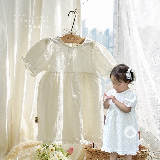 우리 쪼꼬미의 청순함을 책임질게요 &gt;.&lt; -  lovely pure linen cotton baby lace point dress