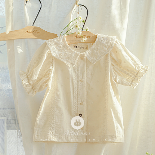 쪼꼬미는 오늘도 어여쁜 꽃길만 걸어요 :) - cream color so lovely baby cotton sailor blouse